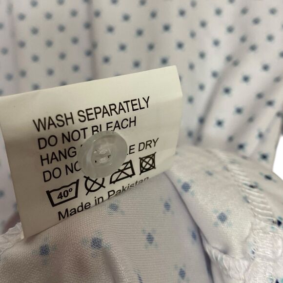 Collars & Co Polo Shirt Mens L White Blue 5 Diamond Golf Preppy Dress Collar NEW - Picture 6 of 7